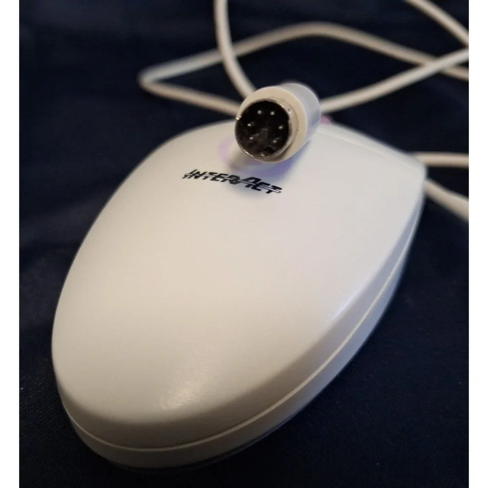 Interact i-73801‎ PS/2 Mouse Scroll Wheel Vintage Beige 2-button 6.5 foot cord